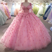 Cape Pink Quinceanera Gown