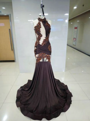 Mermaid Gown with Baroque Appliqués and Draped Halter Neckline - Ready to Ship