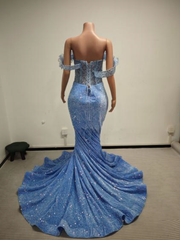 Enchantment Sequin Mermaid Gown With 3D Leaf-Appliqué Off-The-Shoulder Neckline - Ready to Ship
