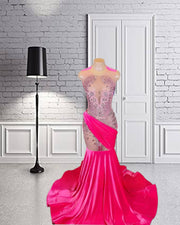 Hot Pink Velvet Crystal Beading Prom Dresses For 2023 Luxury Designer Party Mermaid Bespoke Occasion Dresses Graduate
