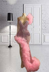 Pink Exquisite  Rhinestone Prom Dress