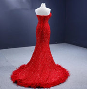 Organza Mermaid Sequined Feather Dress