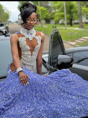 2025 Luxury Purple Sparkly Long Prom Dress