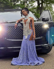 2025 Luxury Purple Sparkly Long Prom Dress