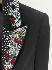 Rhinestone Collar High-End Long Sleeve Loose Slim Women’s Blazer Luxury Formal Jacket