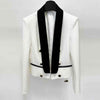 Color-Blocked Single-Breasted Women’s Short Tuxedo Jacket Luxury Blazer