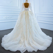 High Neck Pearl Wedding Dress