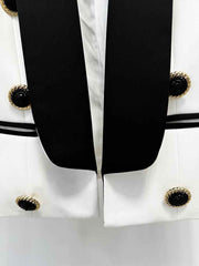 Color-Blocked Single-Breasted Women’s Short Tuxedo Jacket Luxury Blazer