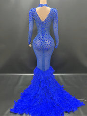 Savie Sparkling Feather Prom Dress – Elegant Rhinestone