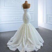 Mermaid One-Shoulder Applique Wedding Dress