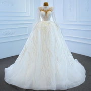 High Neck Pearl Wedding Dress