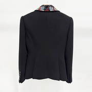 Rhinestone Collar High-End Long Sleeve Loose Slim Women’s Blazer Luxury Formal Jacket