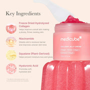 Medicube Collagen Jelly Cream Freeze-Dried Hydrolyzed Collagen Boosts Skin's Barrier Hydration and Gives 24h Glow Facial Cream