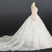 V-Neck Sequined Princess Wedding Dress