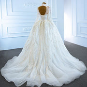 High Neck Pearl Wedding Dress