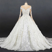 V-Neck Sequined Princess Wedding Dress