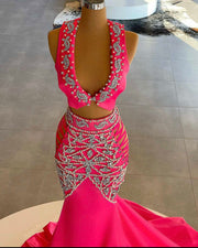 Sexy Two-Piece Mermaid Party Dress with Crystals and Pearls