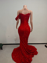 Imani Elegant Applique  Red Mermaid Prom Dress-Ready to Ship
