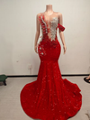 Imani Elegant Applique  Red Mermaid Prom Dress-Ready to Ship