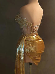 Luxury Gold Diamond 2-Piece Cocktail Prom Dress