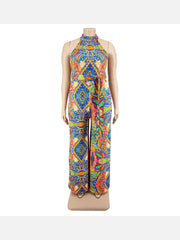 Printed Sleeveless Plus Size Jumpsuits For Women