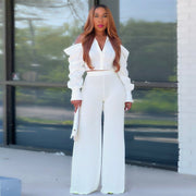 Urban Style White Cold Sleeve 2 Piece Trouser Sets