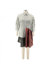 Plus Size Contrast Color Striped Half Sleeve Dress