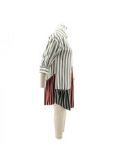 Plus Size Contrast Color Striped Half Sleeve Dress