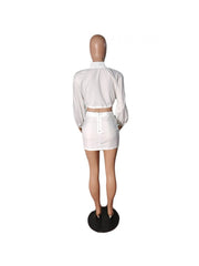 Fashion Bandage Crop Top And Split Skirt Set