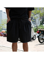 Men Summer Casual Pure Color Short Sleeve Shorts Suit