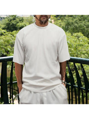 Summer Men's Pure Color Casual Short Sleeve Shorts Suit