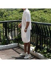 Summer Men's Pure Color Casual Short Sleeve Shorts Suit
