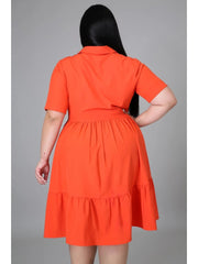 Women's Pure Color Plus Size Shirt Dress