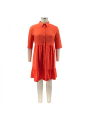 Women's Pure Color Plus Size Shirt Dress