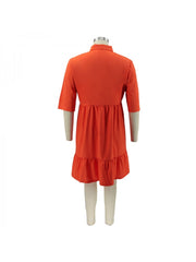 Women's Pure Color Plus Size Shirt Dress