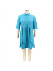 Women's Pure Color Plus Size Shirt Dress