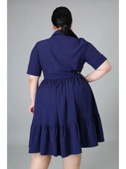 Women's Pure Color Plus Size Shirt Dress