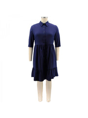 Women's Pure Color Plus Size Shirt Dress