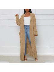 Patchwork Pure Color Long Sleeve Sweater Coat