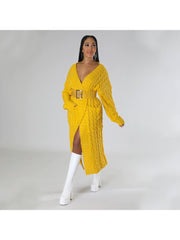 Patchwork Pure Color Long Sleeve Sweater Coat