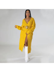 Patchwork Pure Color Long Sleeve Sweater Coat