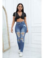 Fashion Ripped High Waist Skinny Jeans