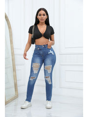 Fashion Ripped High Waist Skinny Jeans