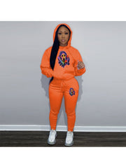 Cartoon Skull Pattern Hoodies Trouser Sets