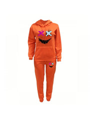 Cartoon Pattern Pullover Hoodies Trouser Sets