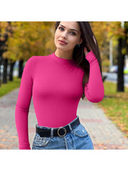 Solid Color Turtleneck Fitted Bodysuits