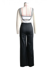 Colorblock Spaghetti Straps Backless Trouser Sets