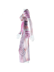 Colorblock Abstract Printed Maxi Dress
