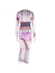 Colorblock Abstract Printed Maxi Dress