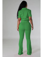 Solid Color High Rise Fitted Trouser Sets